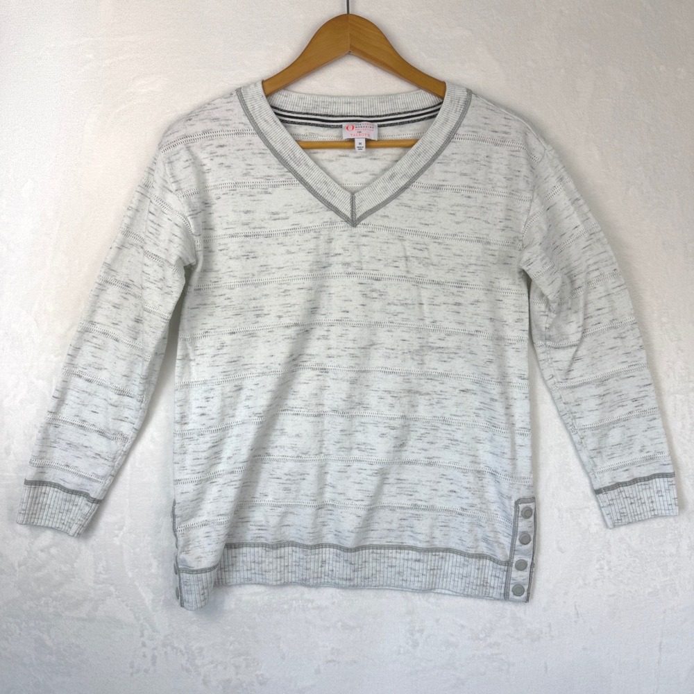 Talbots O The Oprah Magazine Collection‎ Gray V-Neck Sweater Side Snaps Mens M